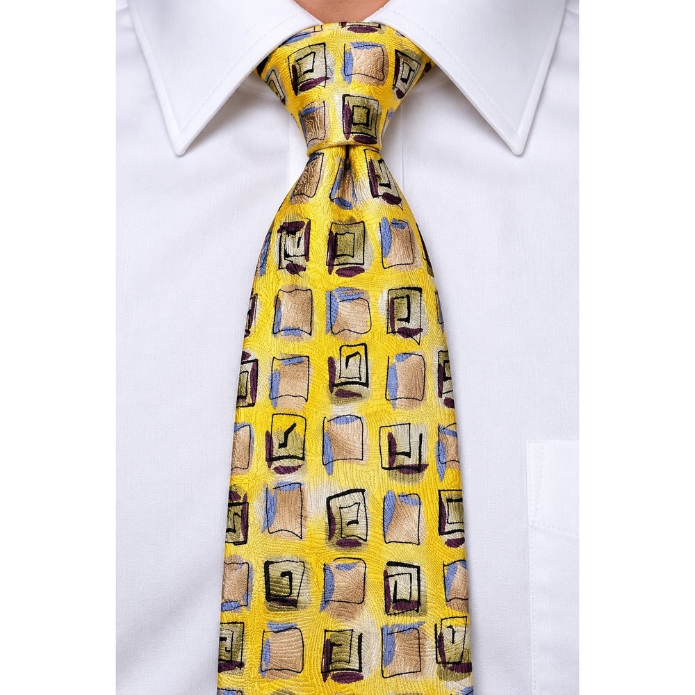 J Garcia Nevsky Collection 38 Silk Tie Yellow Geometric 2004 Jerry Garcia -3870